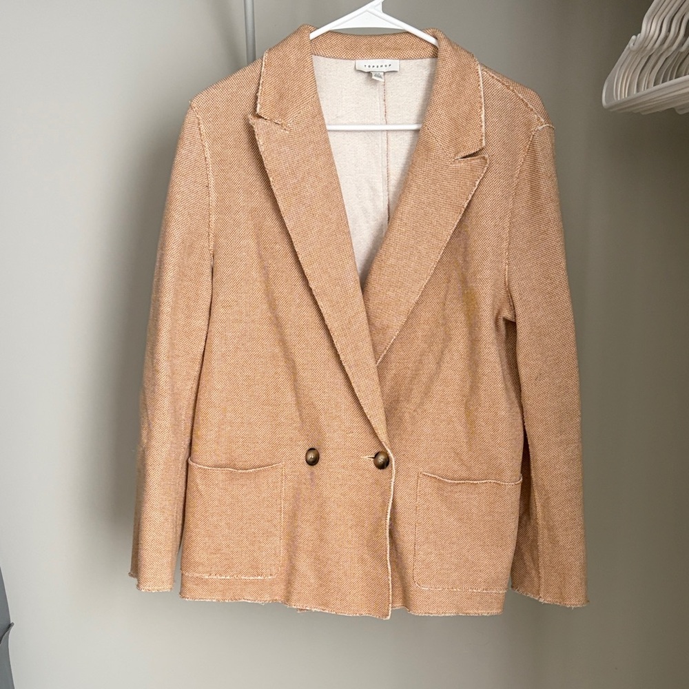 Topshop Camel Double-Breasted Blazer
